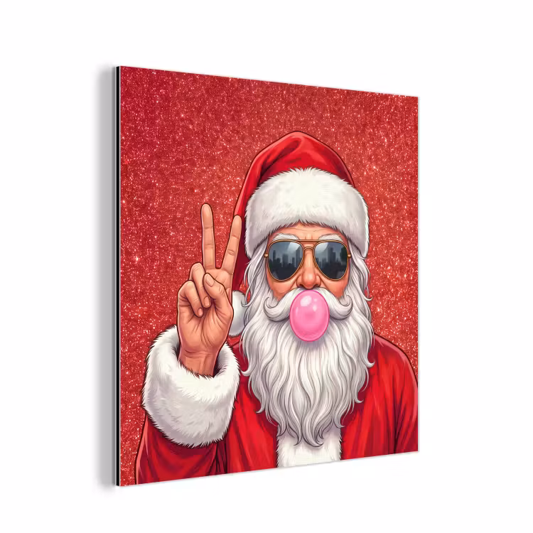 Aluminium schilderij - Kerstman - Zonnebril - Kerst — 1