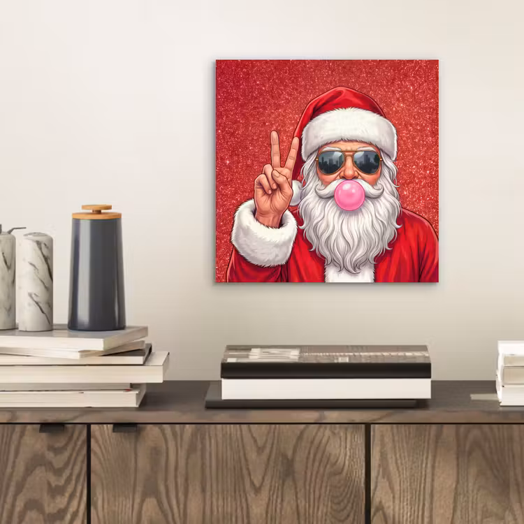 Aluminium schilderij - Kerstman - Zonnebril - Kerst — 2