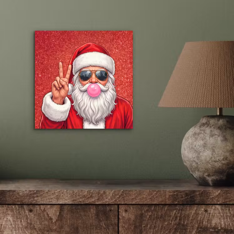Aluminium schilderij - Kerstman - Zonnebril - Kerst — 3