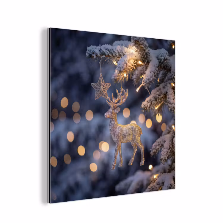 Aluminium schilderij - Rendier - Kerst - Sneeuw — 1