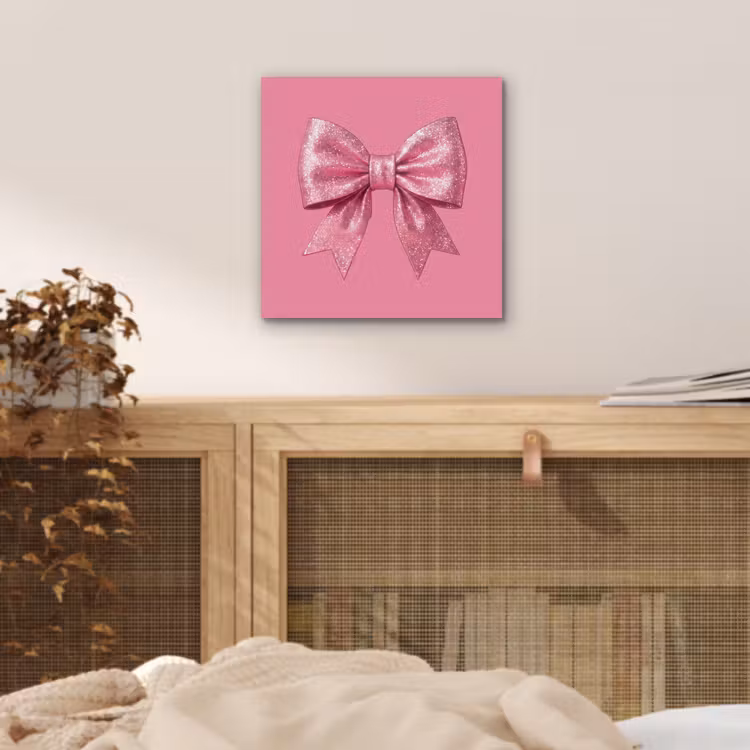 Aluminium schilderij - Roze strik - Glitter — 4