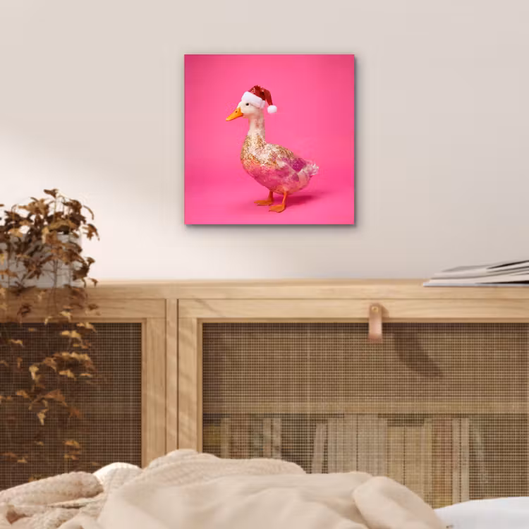 Aluminium schilderij - Vogel - Kerst - Roze — 4