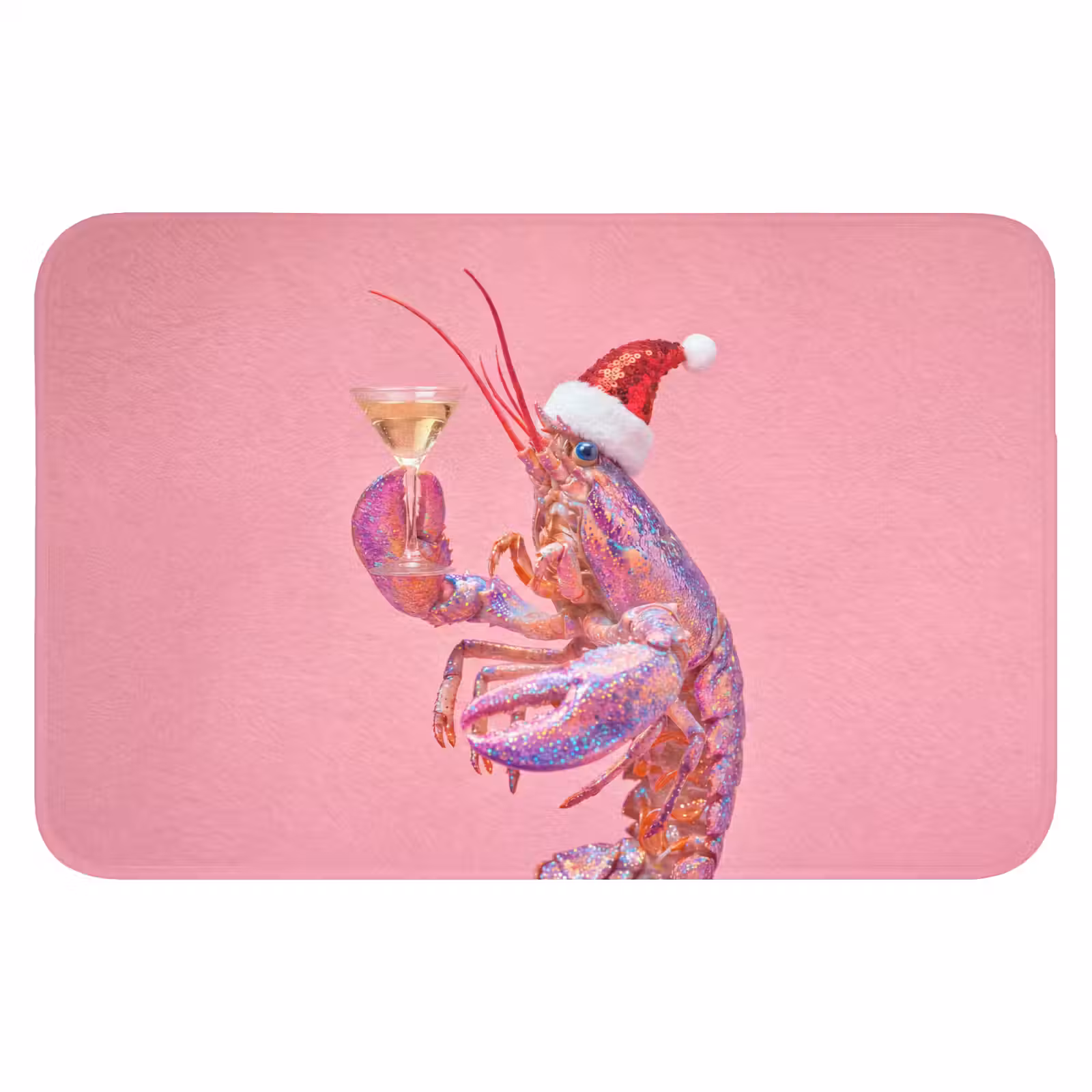Badmat - Kreeft - Kerst - Roze — 1