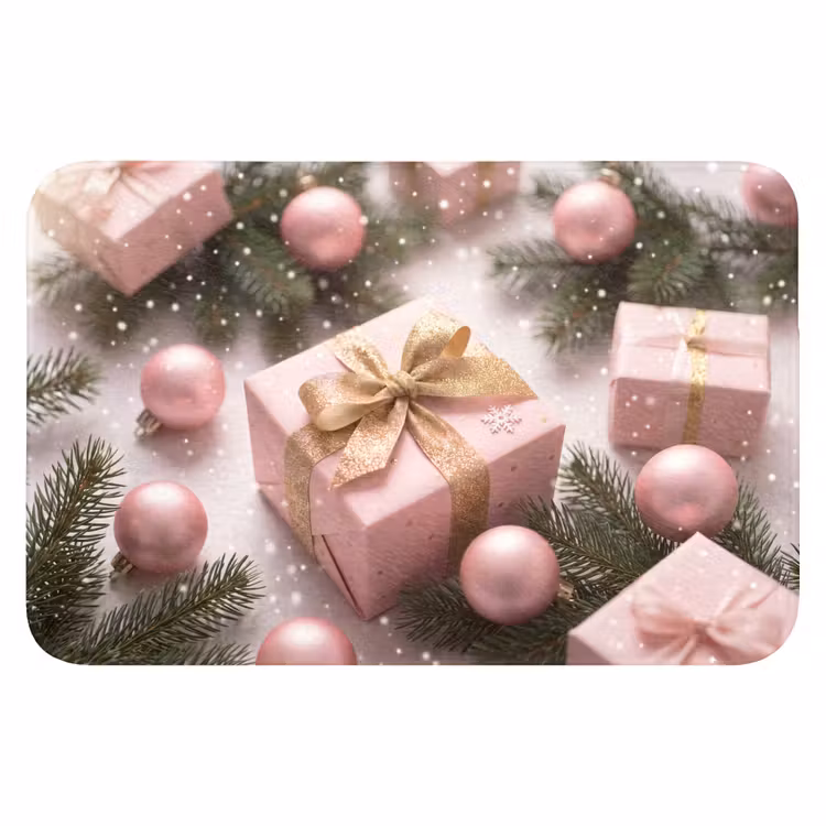 Badmat - Cadeau - Kerst - Roze — 1