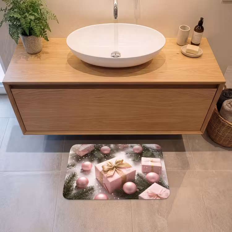 Badmat - Cadeau - Kerst - Roze — 2