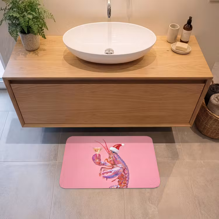 Badmat - Kreeft - Kerst - Roze — 2