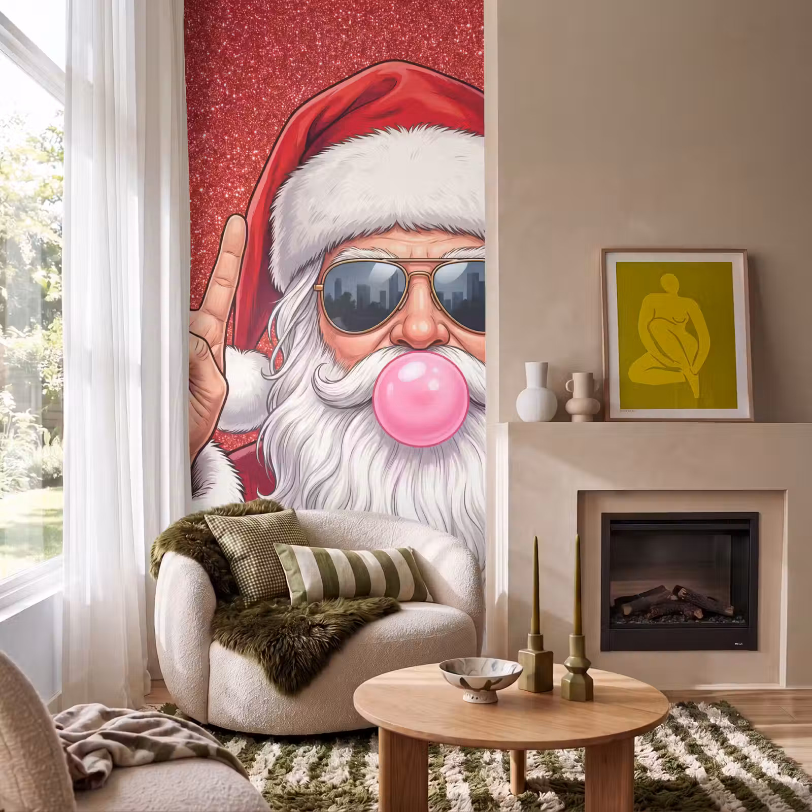 Behang - Kerstman - Zonnebril - Kerst — 1
