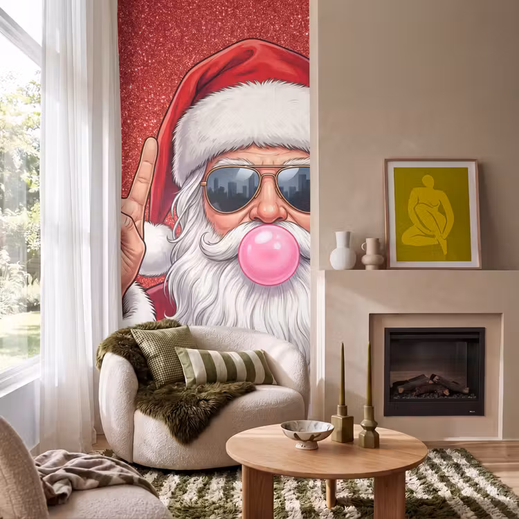 Behang - Kerstman - Zonnebril - Kerst — 1