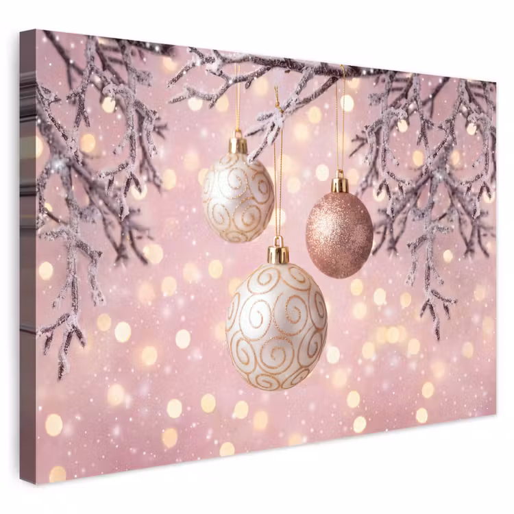 Buiten canvas - Kerstbal - Roze - Winter — 1