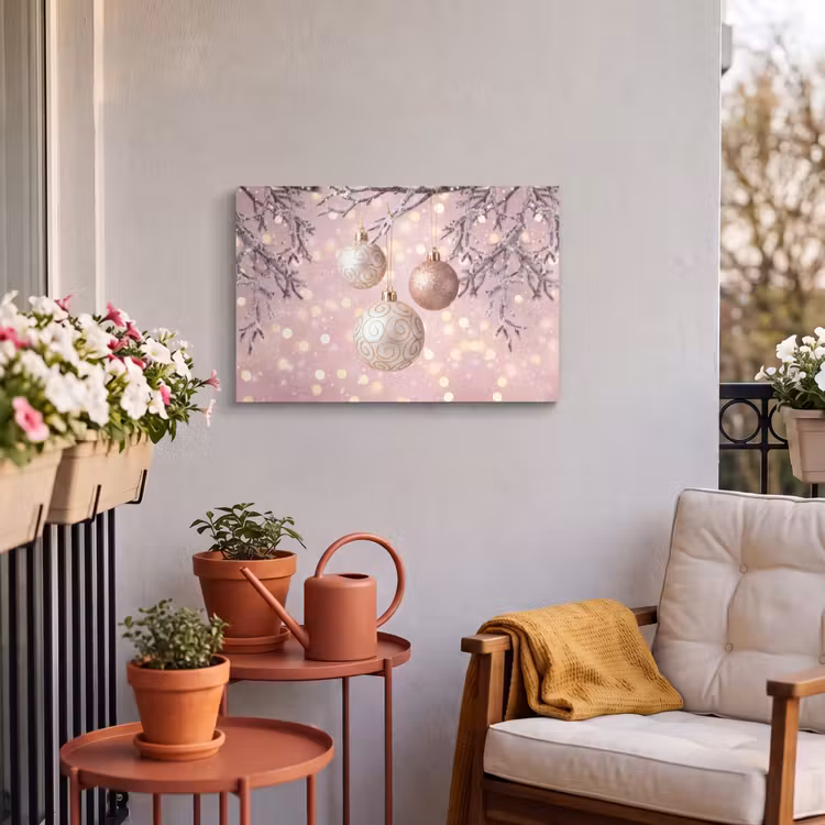 Buiten canvas - Kerstbal - Roze - Winter — 3