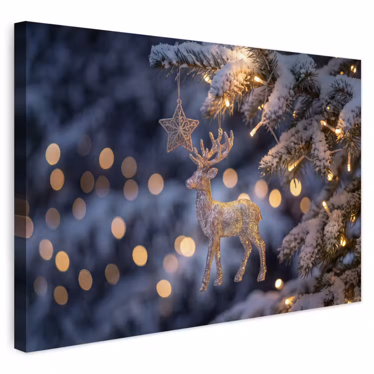 Buiten canvas - Rendier - Kerst - Sneeuw — 1