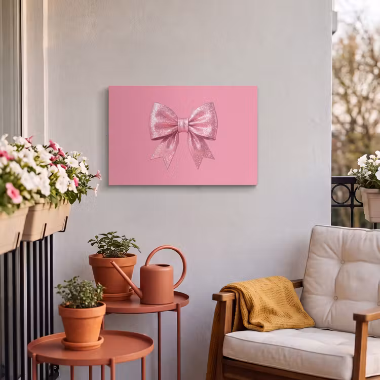 Buiten canvas - Roze strik - Glitter — 3