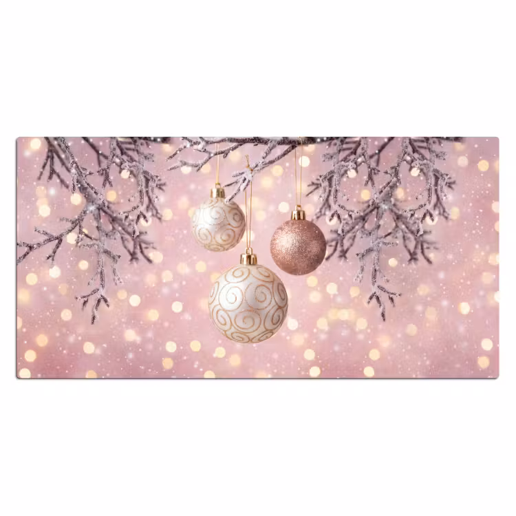 Bureau onderlegger - Kerstbal - Roze - Winter — 2