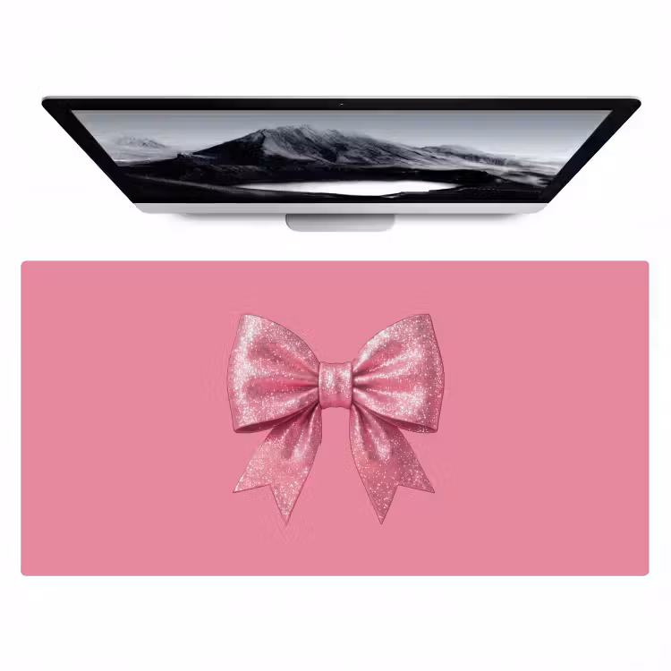 Bureau onderlegger - Roze strik - Glitter — 1
