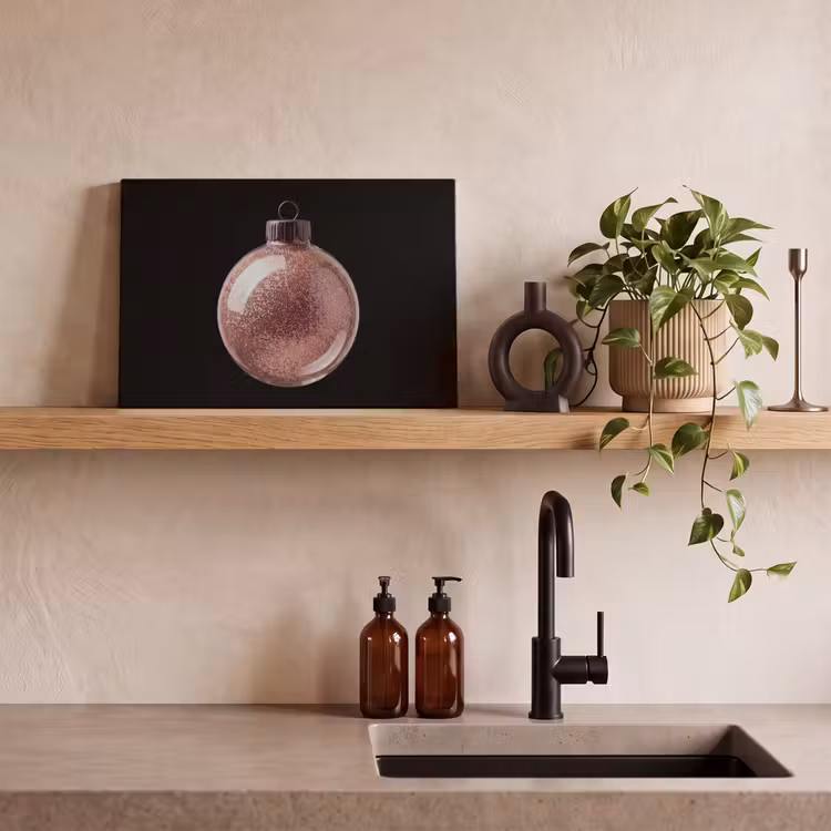 Canvas schilderij - Kerstbal - Roségoud - Kerst — 2