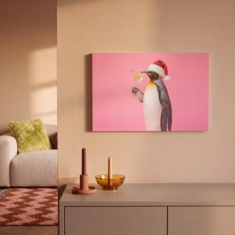 Canvas schilderij - Pinguïn - Kerst - Feest — 1