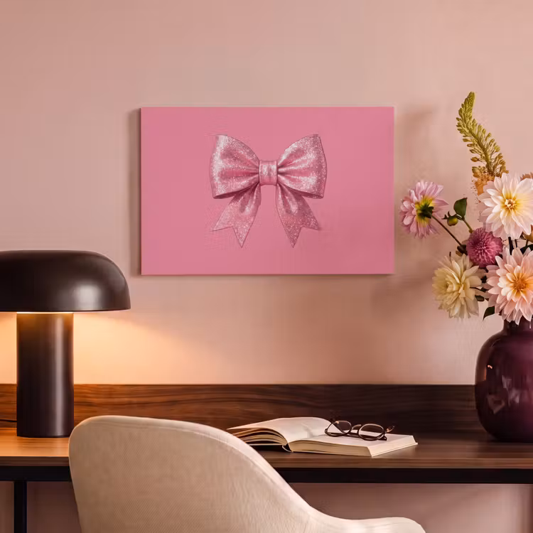 Canvas schilderij - Roze strik - Glitter — 3