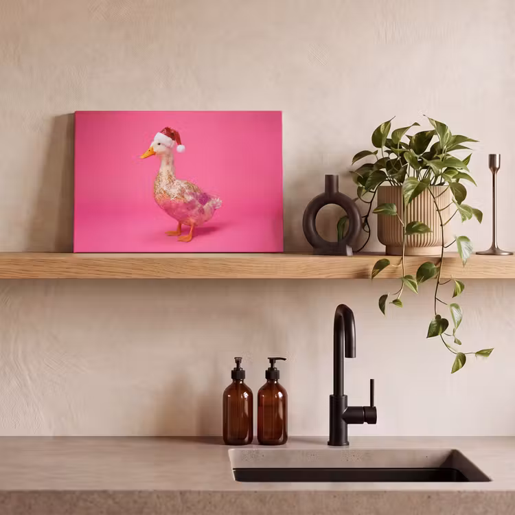 Canvas schilderij - Vogel - Kerst - Roze — 2