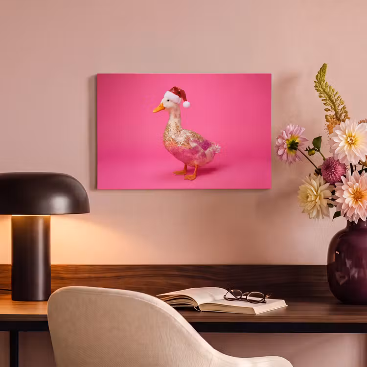 Canvas schilderij - Vogel - Kerst - Roze — 3