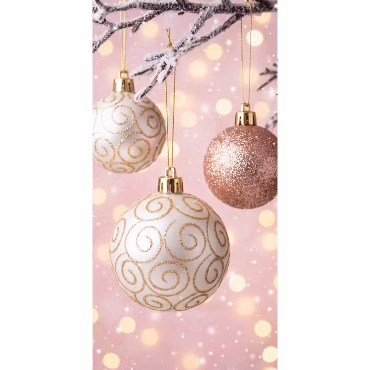 Behang - Kerstbal - Roze - Winter — 2