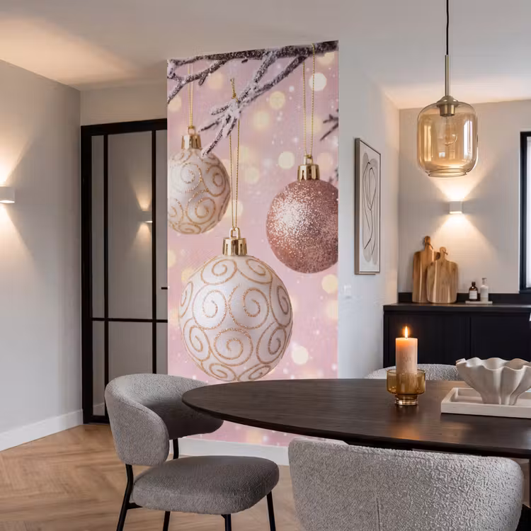 Behang - Kerstbal - Roze - Winter — 5