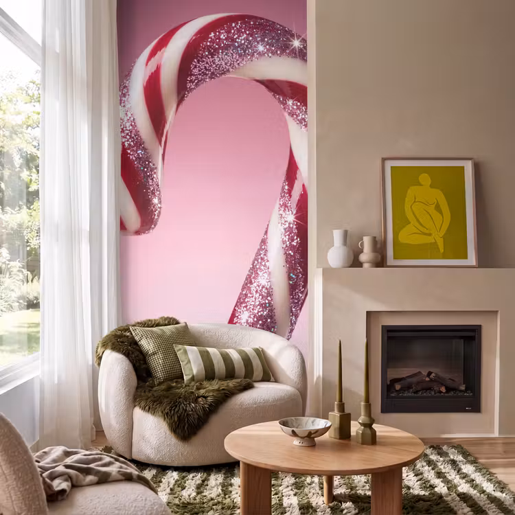 Behang - Zuurstok - Glinsterend - Roze — 1