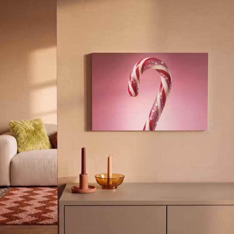 Canvas schilderij - Zuurstok - Glinsterend - Roze — 1