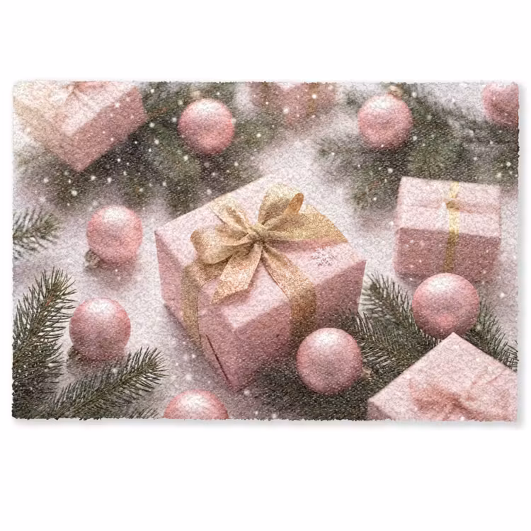 Deurmat - Cadeau - Kerst - Roze — 1