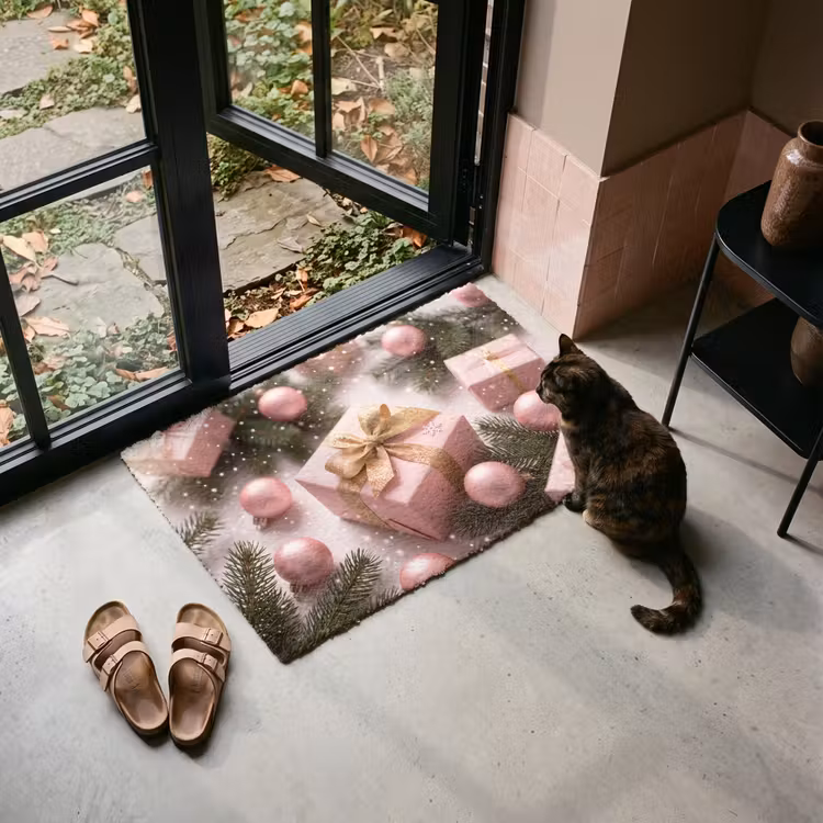 Deurmat - Cadeau - Kerst - Roze — 2