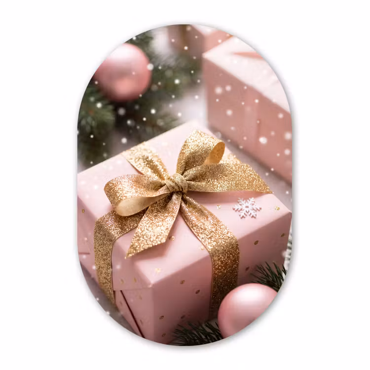 Muurovaal - Cadeau - Kerst - Roze — 3
