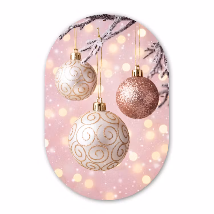 Muurovaal - Kerstbal - Roze - Winter — 3