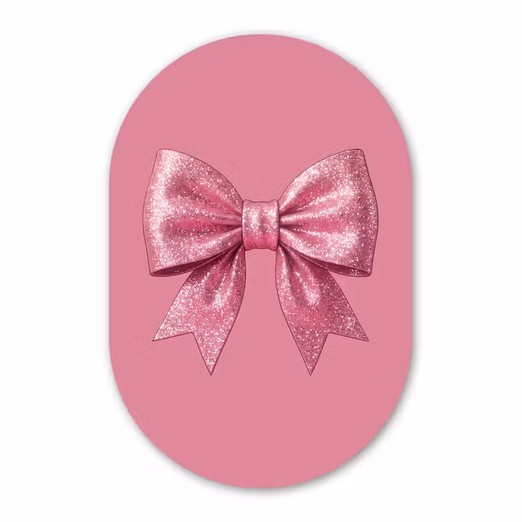 Muurovaal - Roze strik - Glitter — 3