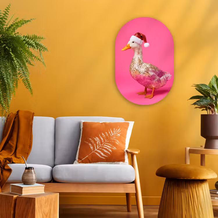 Muurovaal - Vogel - Kerst - Roze — 1