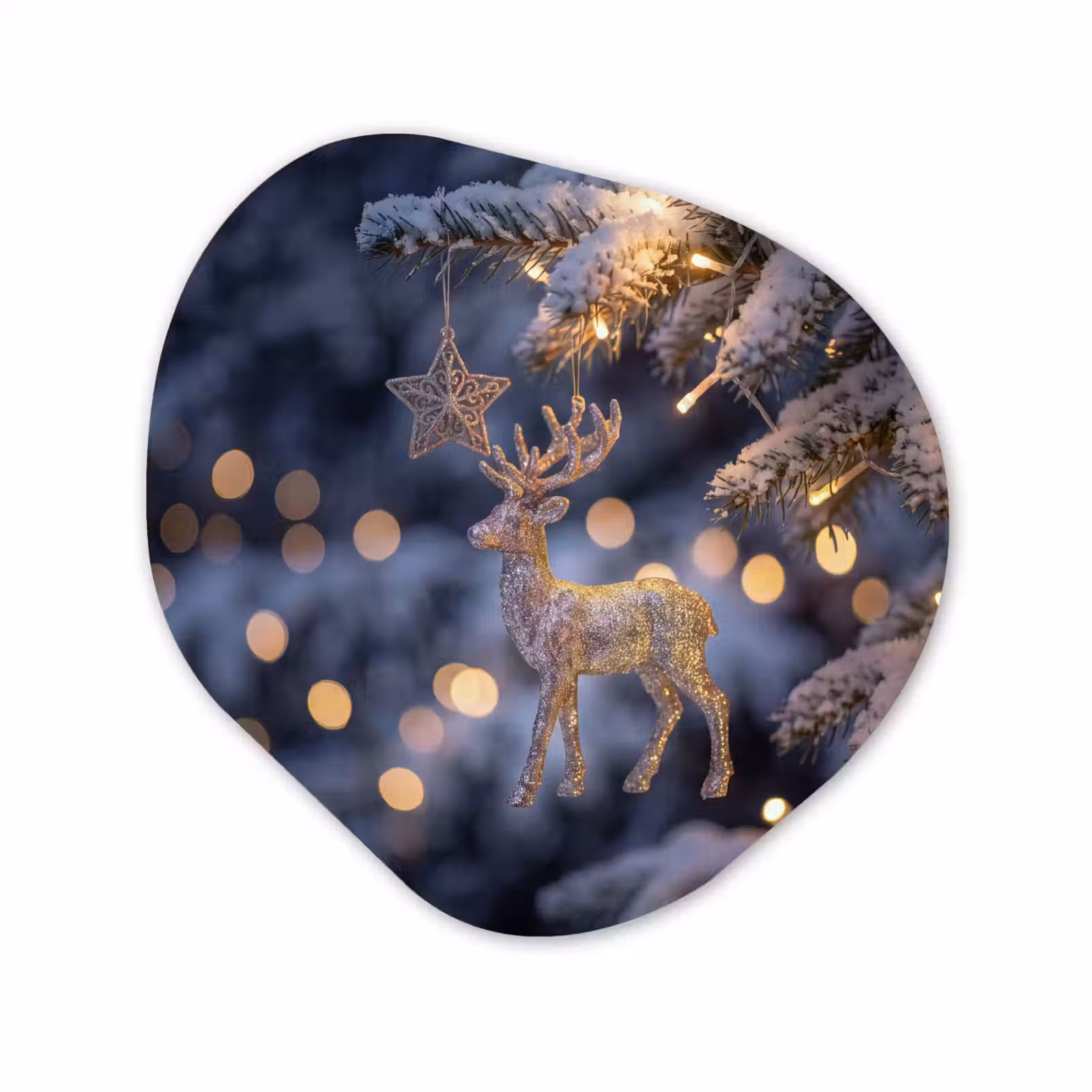 Organisch schilderij glas - Rendier - Kerst - Sneeuw — 1