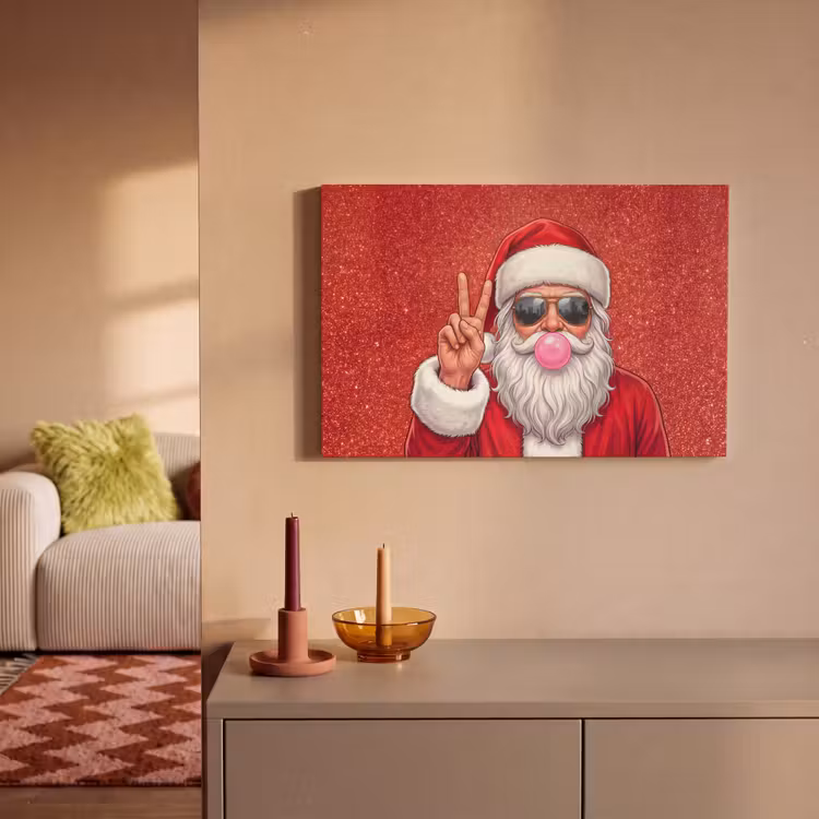Canvas schilderij - Kerstman - Zonnebril - Kerst — 1