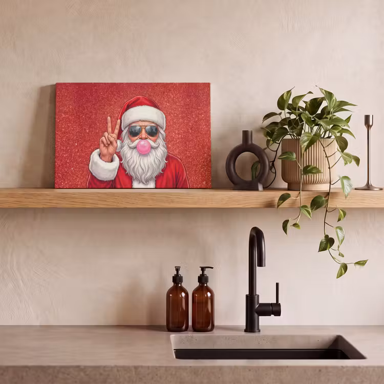 Canvas schilderij - Kerstman - Zonnebril - Kerst — 2