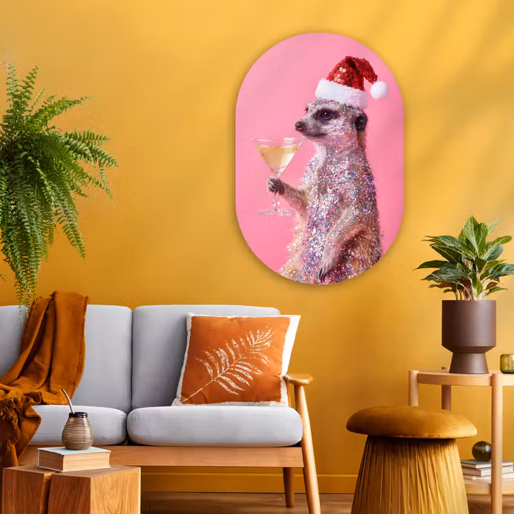 Muurovaal glas - Dieren - Glitter - Feest — 3