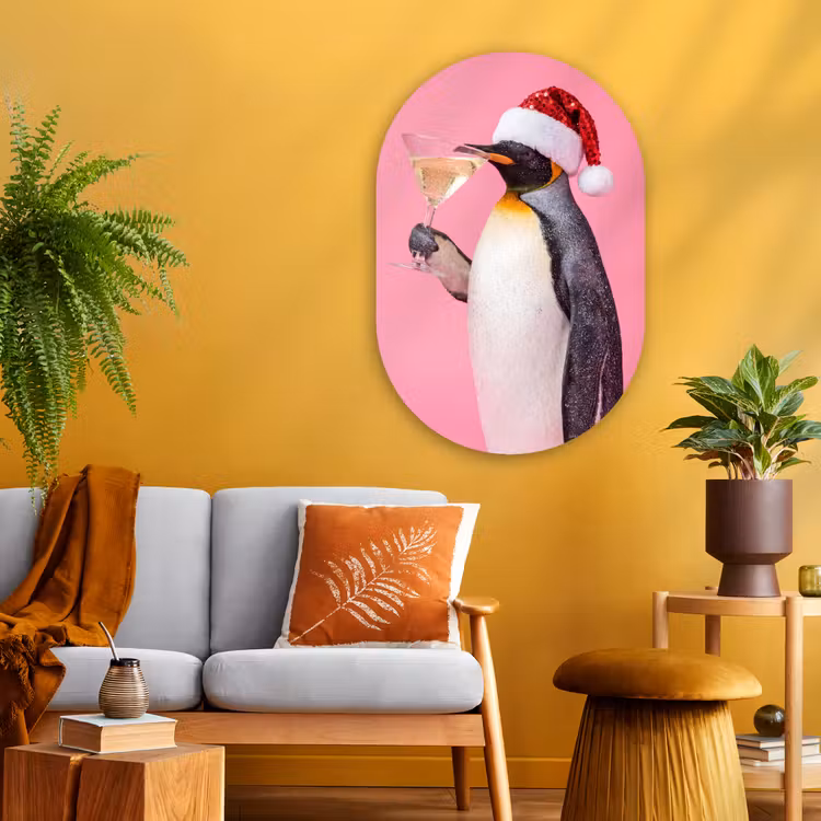 Muurovaal glas - Pinguïn - Kerst - Feest — 3