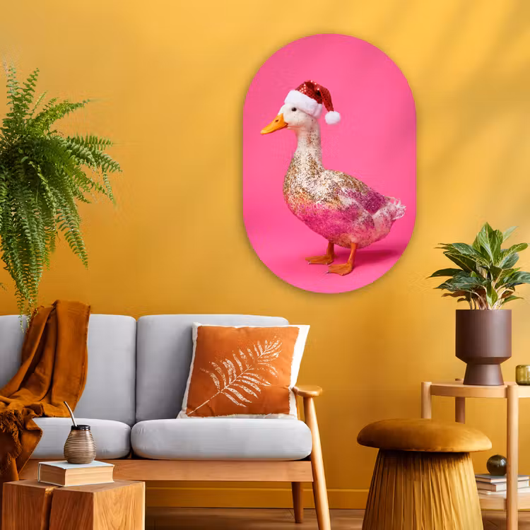 Muurovaal glas - Vogel - Kerst - Roze — 3