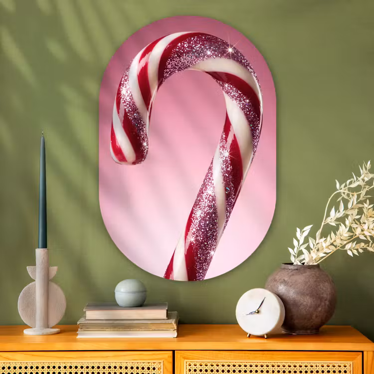 Muurovaal glas - Zuurstok - Glinsterend - Roze — 2