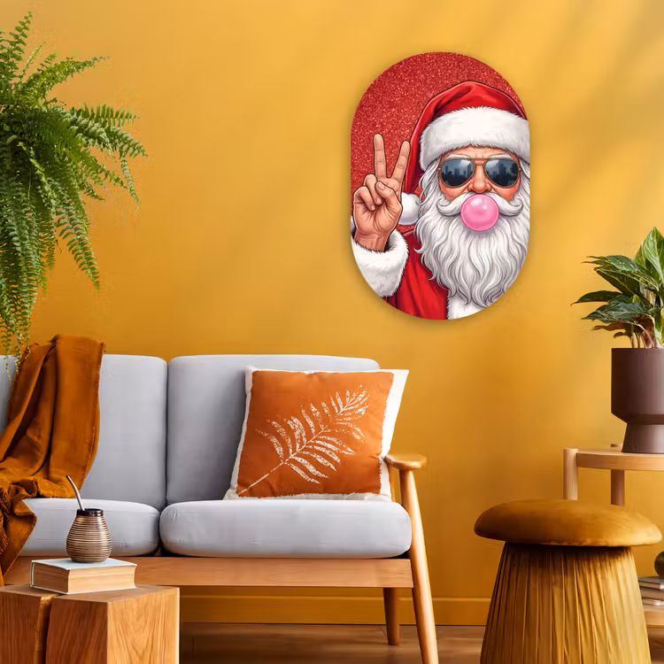 Muurovaal - Kerstman - Zonnebril - Kerst — 1