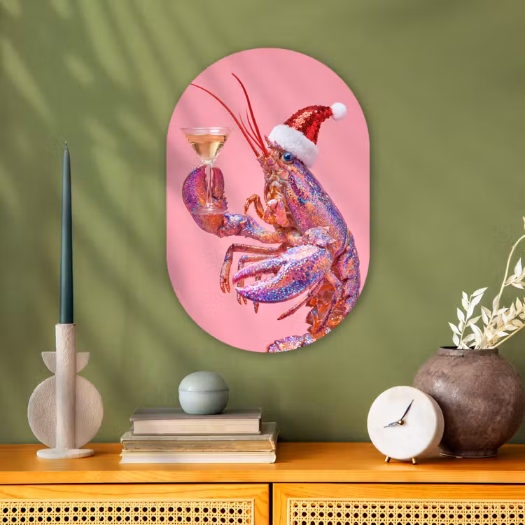 Muurovaal - Kreeft - Kerst - Roze — 2