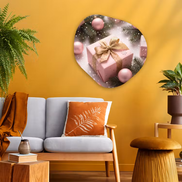 Organisch schilderij glas - Cadeau - Kerst - Roze — 3