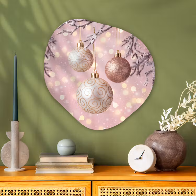 Organisch schilderij glas - Kerstbal - Roze - Winter — 2