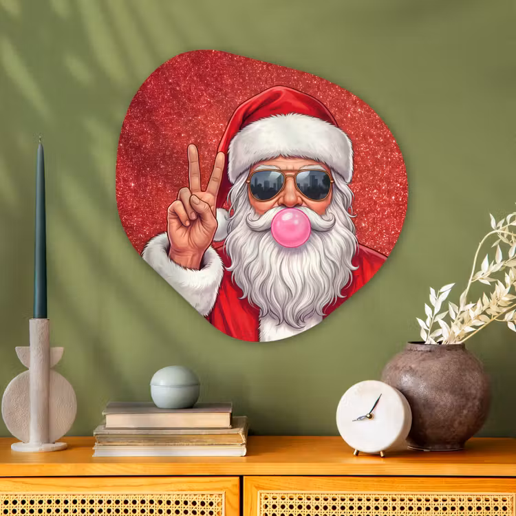 Organisch schilderij glas - Kerstman - Zonnebril - Kerst — 2