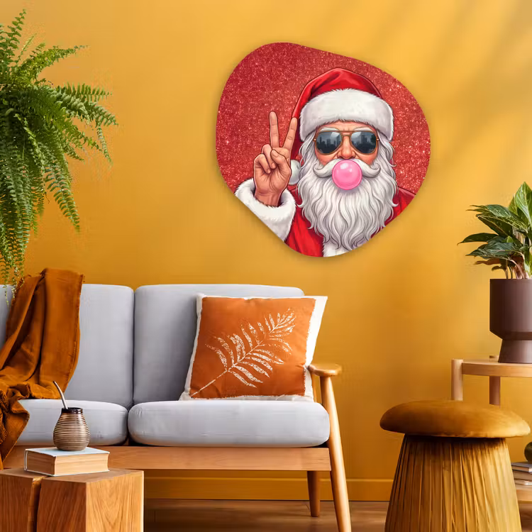 Organisch schilderij glas - Kerstman - Zonnebril - Kerst — 3