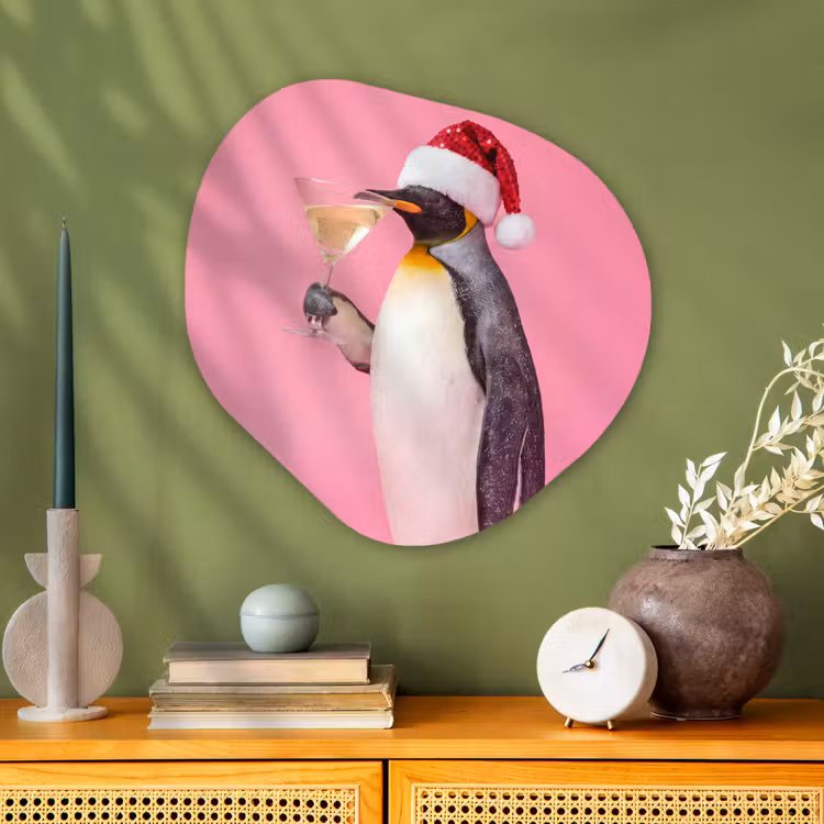 Organisch schilderij glas - Pinguïn - Kerst - Feest — 2