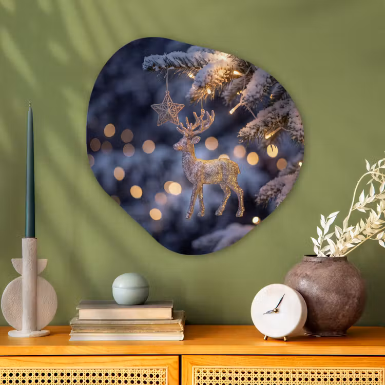 Organisch schilderij glas - Rendier - Kerst - Sneeuw — 2