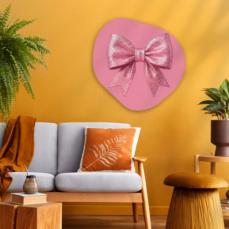 Organisch schilderij glas - Roze strik - Glitter — 3