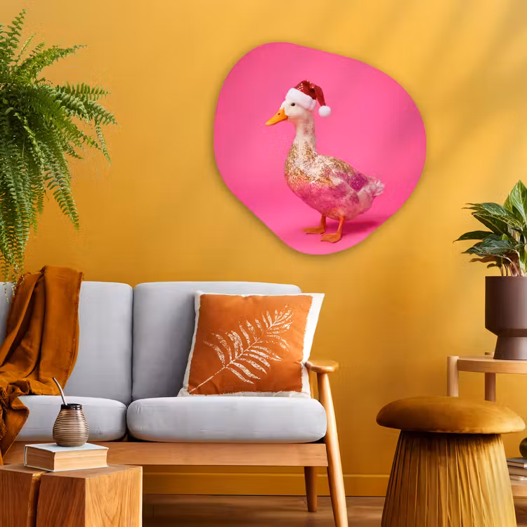 Organisch schilderij glas - Vogel - Kerst - Roze — 3